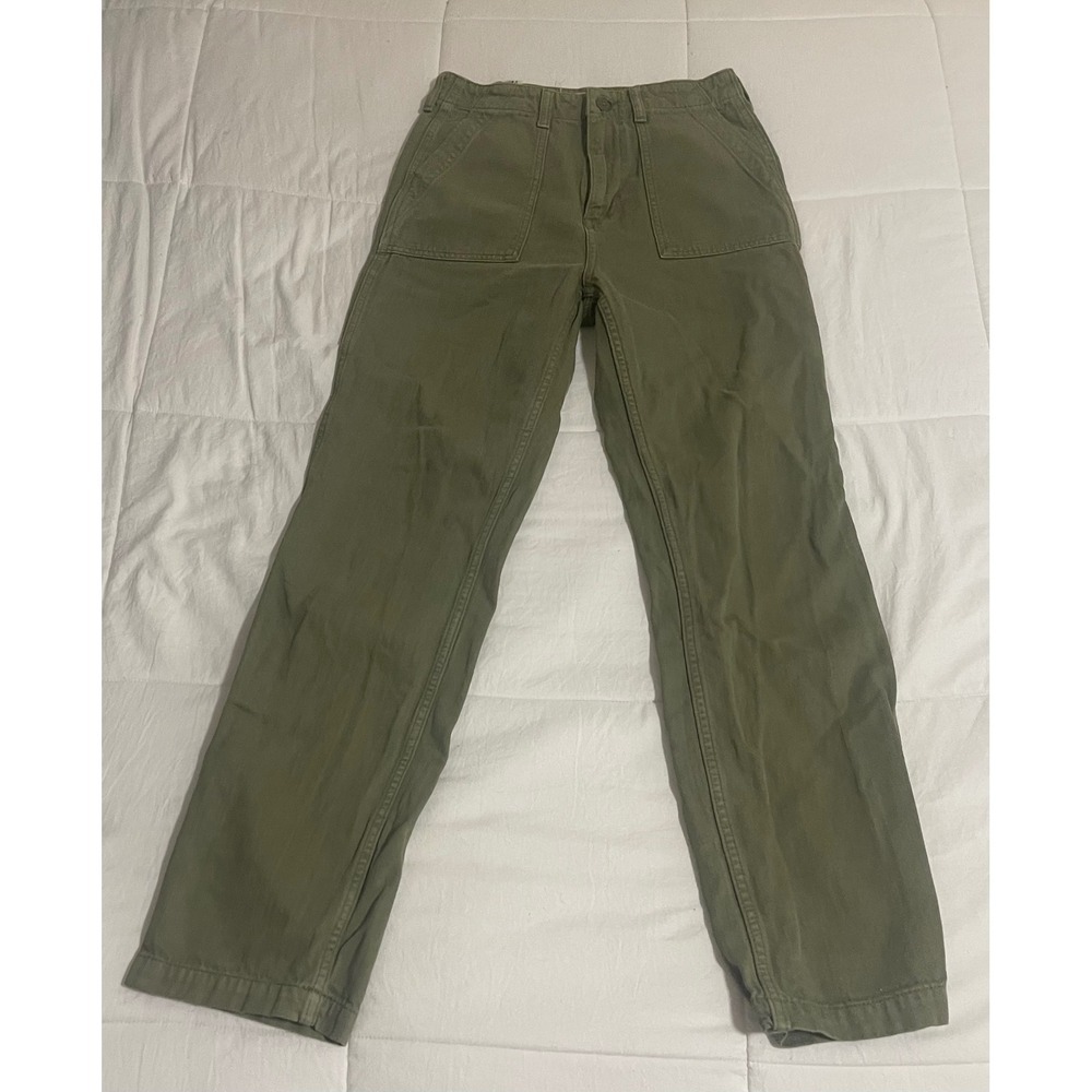 Denim Forum The 90s Utility Hi-Rise Loose Pants Olive Green Size 25 Womens